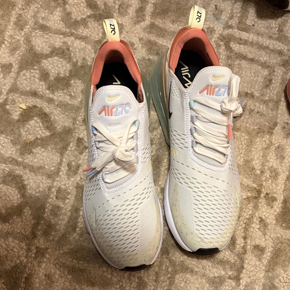 Nike Air Max 270 White with Pink and Blue Accents